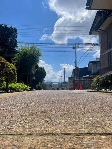 足元から見上げる夏の道