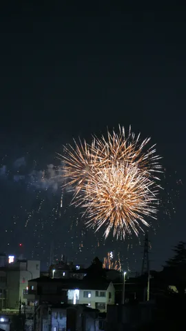 夜空に開く花火の光