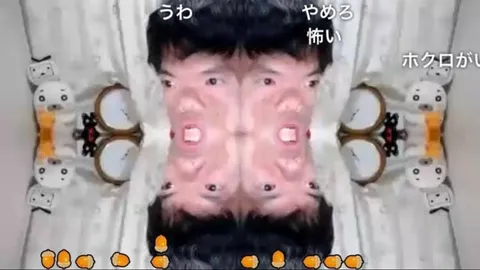 鏡写し！表情豊かすぎ