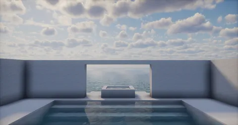青い空と海、そして静かな水面