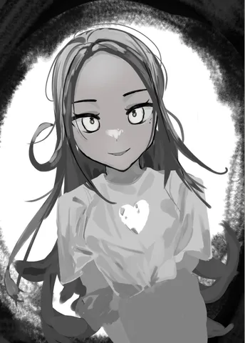 光の輪と穏やかな笑み