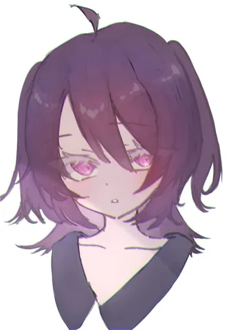 パープルヘアーの憂鬱な視線