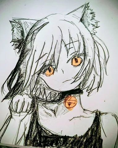牙剥き出しの猫耳娘、お腹空いたニャ？
