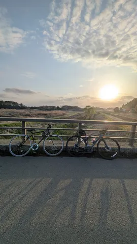 夕暮れの自転車二台