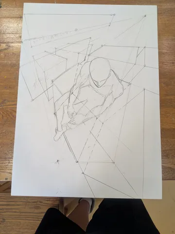 空間と人物の線画