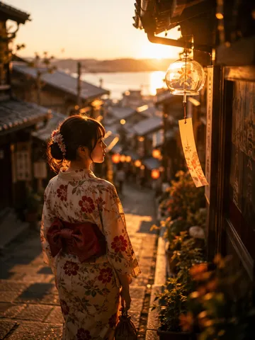 夕暮れ小径、和の風情