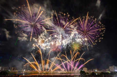 夜空を彩る光の競演