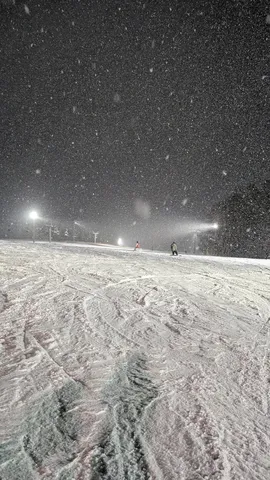 雪降るゲレンデの夜