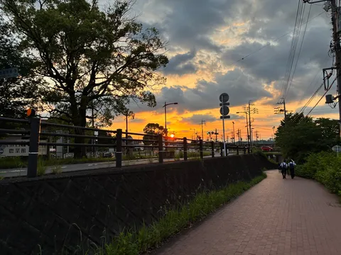 夕暮れ時、二人の帰路