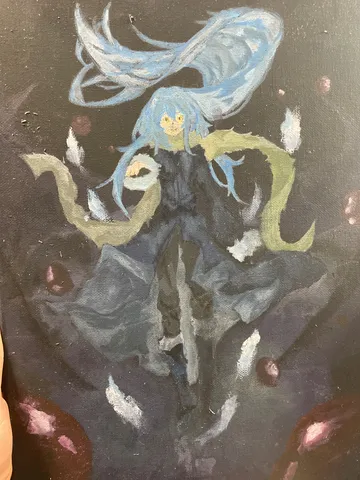 幻想的な青髪のキャラクター