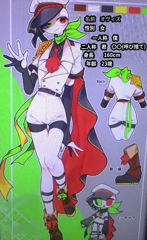 軍服風衣装のキャラクター
