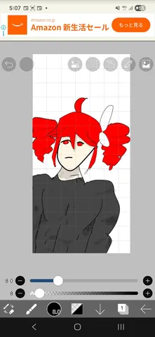 未完成の赤髪キャラクター