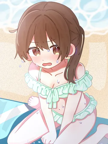 夏、汗だく、プールサイド