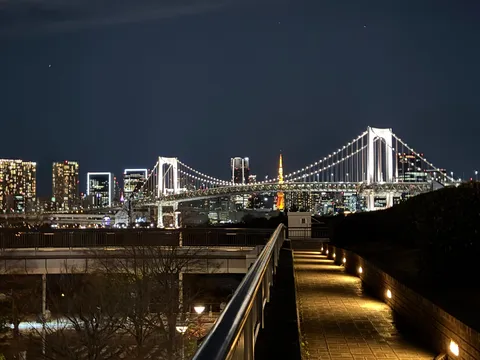 夜景を渡る光の道