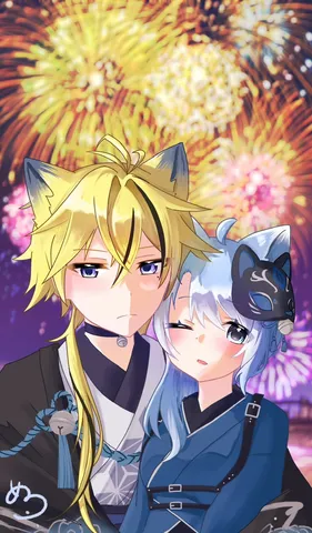 夏祭りの夜、二人だけの花火