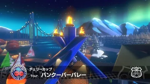 オーロラと氷山、マリオカートの夜景