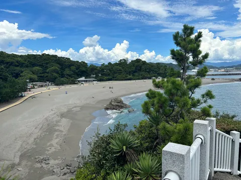 青い空と緑のコントラスト、夏の海辺