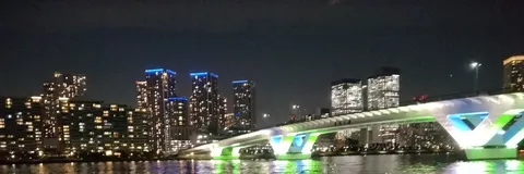 都会の夜景に架かる光の橋