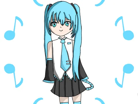 鮮やかな青が目を引くキャラクターイラスト