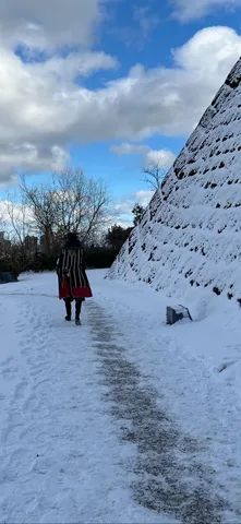 雪道を進む、異国の旅人