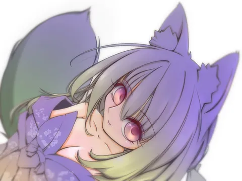 柔らかな色合いの狐っ娘
