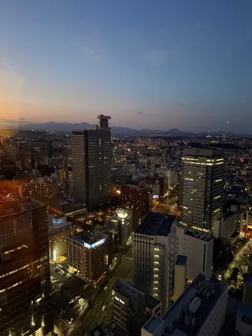 夕暮れの高層都市景