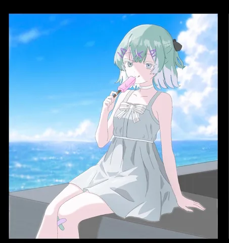 夏の海辺とアイス