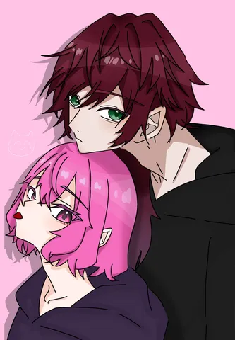 ピンクと赤のコントラスト