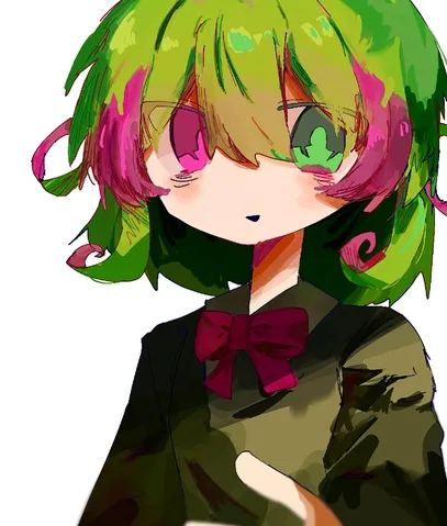 緑とピンク、視線はどこへ？