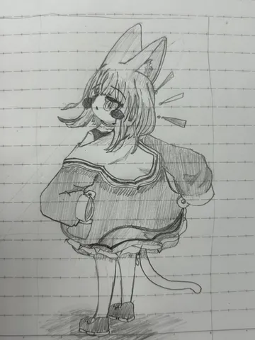 鉛筆の線に宿る、気まぐれな猫耳少女