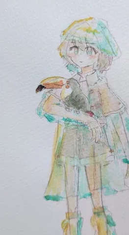 鳥と少女の絵
