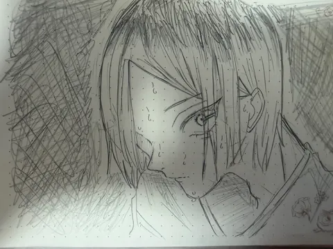 雨滴と髪が描く横顔