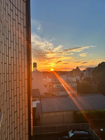 黄金に染まる都会の夕景