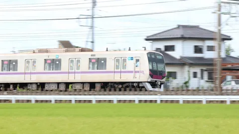 紫色の線路を駆け抜ける