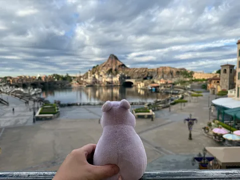 水辺に浮くぬいぐるみの視線