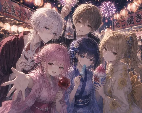 夏祭りの夜、きらめく光と甘い誘惑