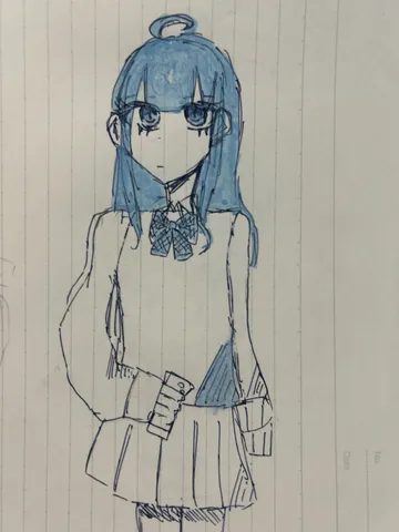 青い髪の少女、アンニュイな視線