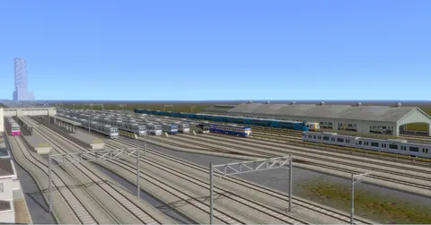線路群の静かな朝景