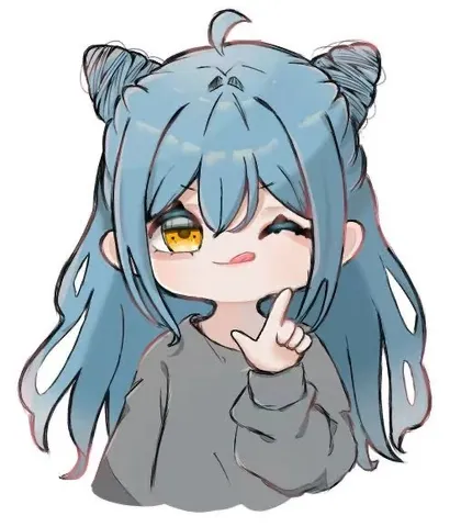 青髪ツインテのいたずら顔