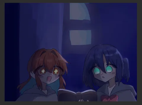 夜の帳、読書する影