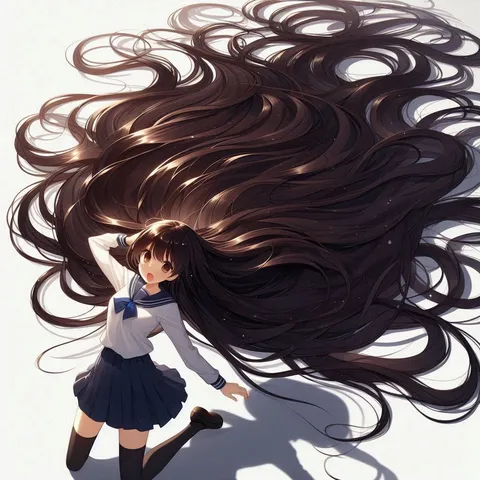 風になびくロングヘアの圧倒的ボリューム