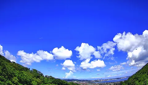 見渡す限りの青空と白い雲