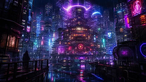 幻惑の電脳都市夜景