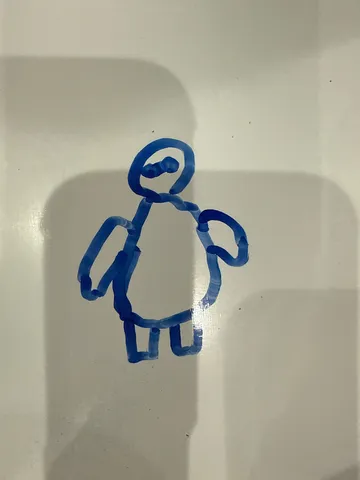 青い線で描いた、おおらかな人