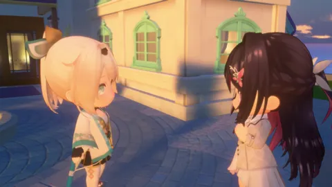 夕暮れ時のちびキャラ交流