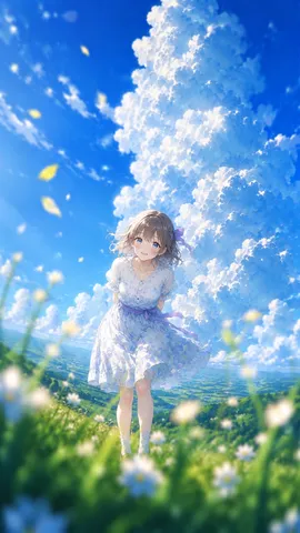 雲と花畑に包まれて