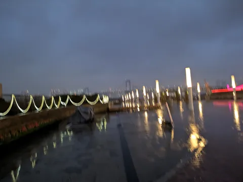 光の軌跡が描く夜の景色
