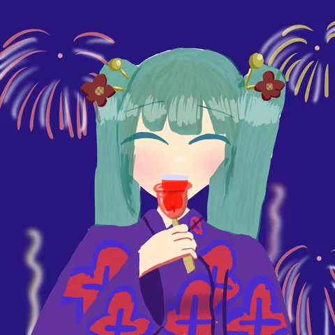 夜空に咲く花火と笑顔