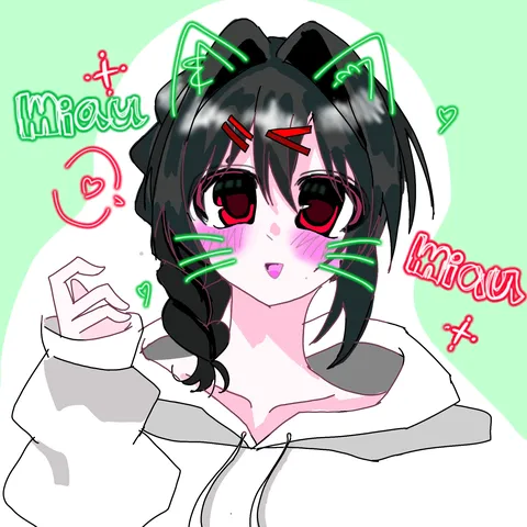 ネオン風「みゃう」と猫耳少女