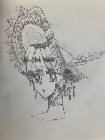 羽根飾りのお嬢様、絵画のよう